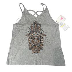 Rebellious Hand Graphic Tank Top Gray Size Medium 