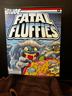SDCC 2026 HASBRO GI JOE CLASSIFIED SERIES FATAL FLUFFIES CEREAL FIGURE BOX IN HAND