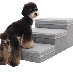 Foldable Dog Stairs/Steps 2-Tier Pet Steps Storage and Adjustable Steps for Small Medium Dogs Pet Steps Storage Stepper for High Beds Sofa Pet Dog Cat