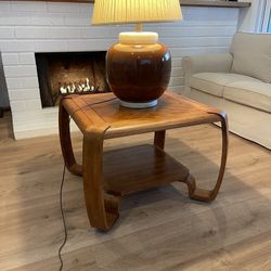 Mid-Century Modern Curved Wood Side Table