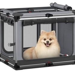 New 26 Inch Foldable Crate for Cats and Small Dogs 20lbs, Portable Dog Travel Kennel with Soft Mat