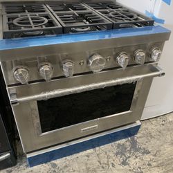Kitchen Aid 36” Slide In Gas Range In Stainless Steel Open Box