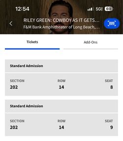 Riley Green Concert Tickets – 2 Seats