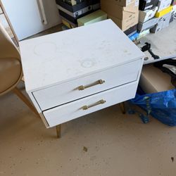 White Nightstand / Side Table – 2 Drawer Storage
