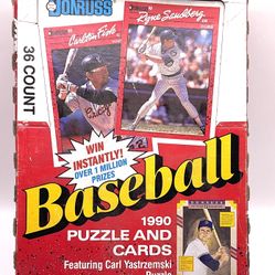 DonRuss 1990 Baseball Puzzle And Cards 36 Wax Packs Open Box Sealed Packs