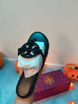 Tory Burch Crystal Embellished Slide Sandals