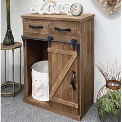 32''H Rustic Barn Door Wood End Table 