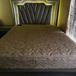 King bedroom set, LED bed, glam bedroom, modern bedroom set, crystal furniture, luxury bed, dresser with mirror, nightstands, king bed frame.
