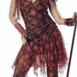 Witches Black & Orange Halter Top Dress Costume. Adults  Size Large 