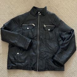Faux Leather Jacket with Fur Lining