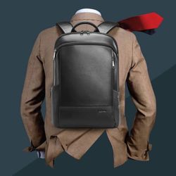 Unisex Slim Genuine Leather Laptop Backpack