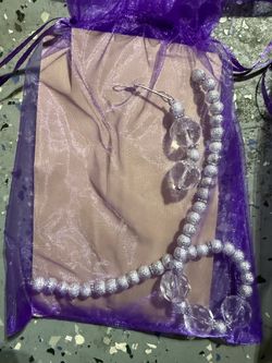 Silver Beaded Necklace with Crystal Accents