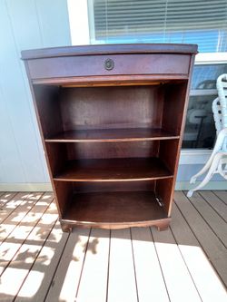 Vintage Mahogany Bookshelf Cabinet w/ Drawer – $50
