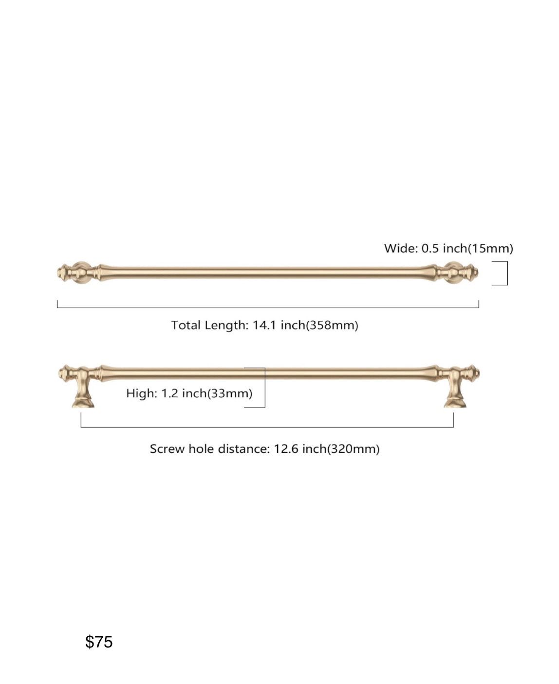 6 pack 12.6 inch brush brass cabinet handles