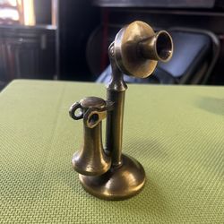 vintage piece solid brass heavy candlestick telephone figure statue rare no moving parts