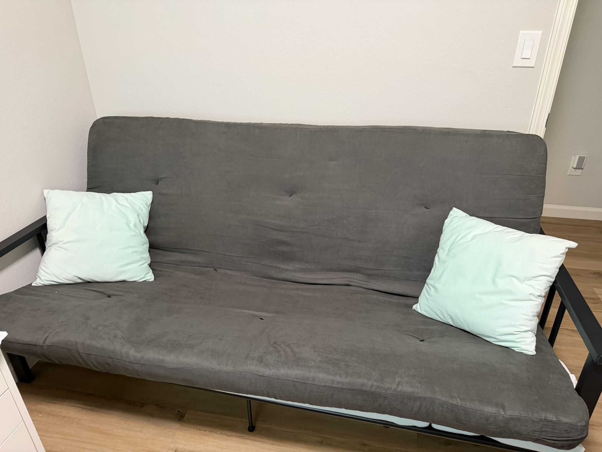 Full-Size Futon + Mattress + Memory Foam Topper — Great Condition!