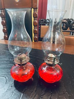 (2) Oil lamps $45.00 CASH, TEXT FOR PRICES.