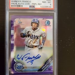 Wander Franco 2019 Bowman Chrome Purple Refractor Auto PSA 8