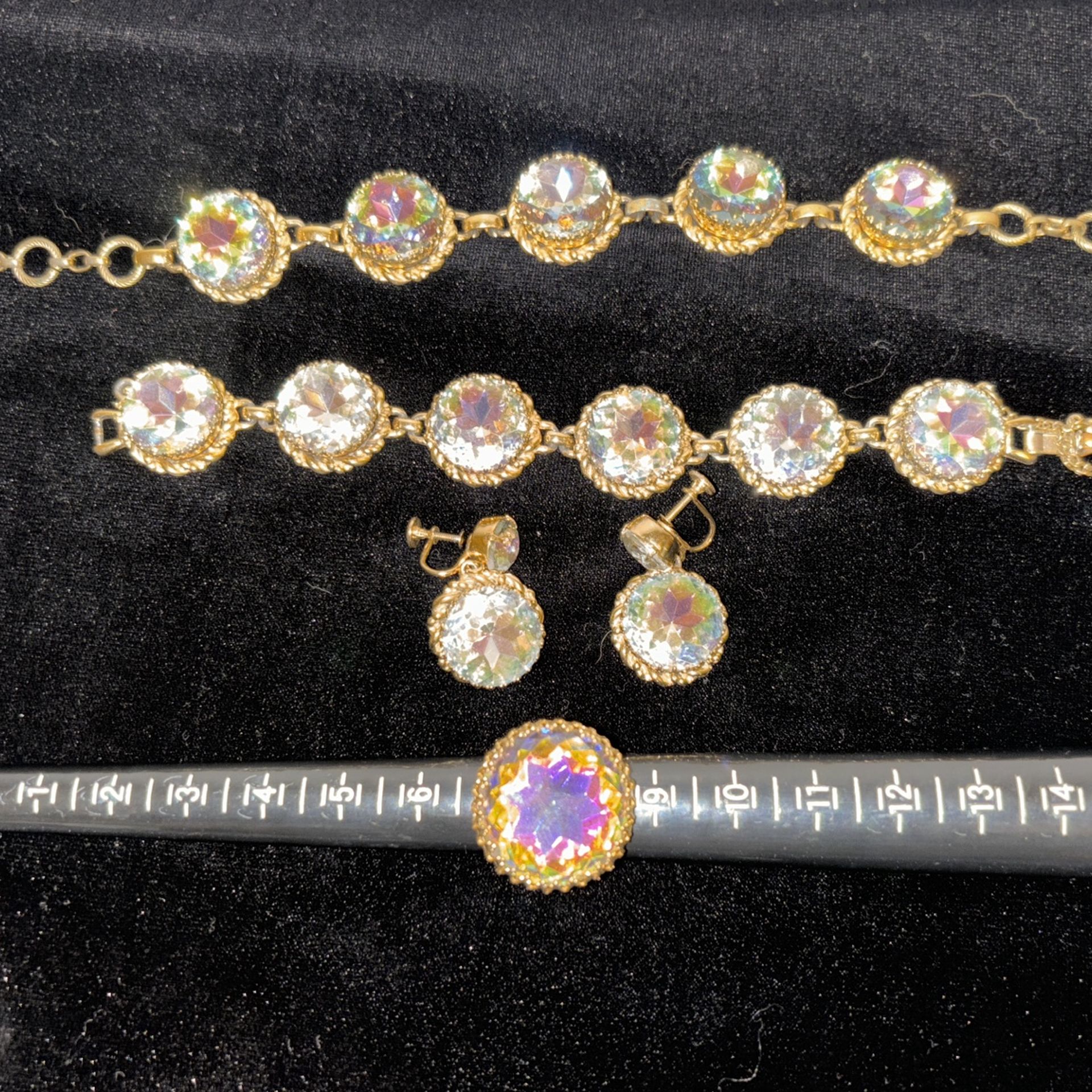 Vintage Signed Set Of Watermelon Rhinestone Jewelry (4 Pieces)