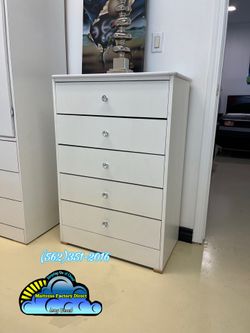 Five drawer dresser white with Diamond knobs chest cajonera Comoda