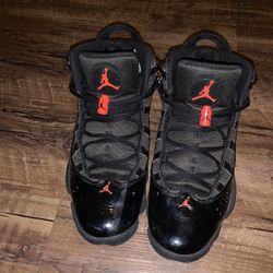 Black and Red Jordan 6 Rings 