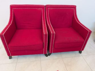 Pair of Red Accent Chairs (can deliver within 5-10 miles)