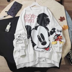 Mickey Mouse sweater white cartoon loose womens sweatshirt long sleeve