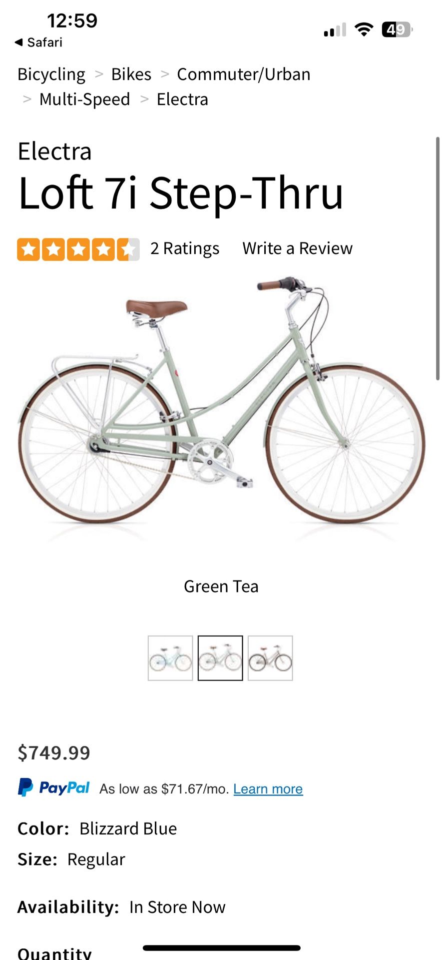 Electra Loft 7i Step Thru Bike