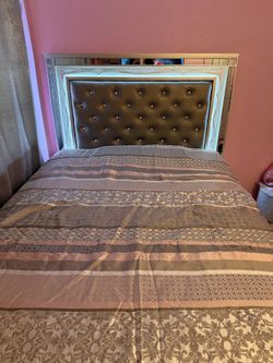 Queen bed with LED lights