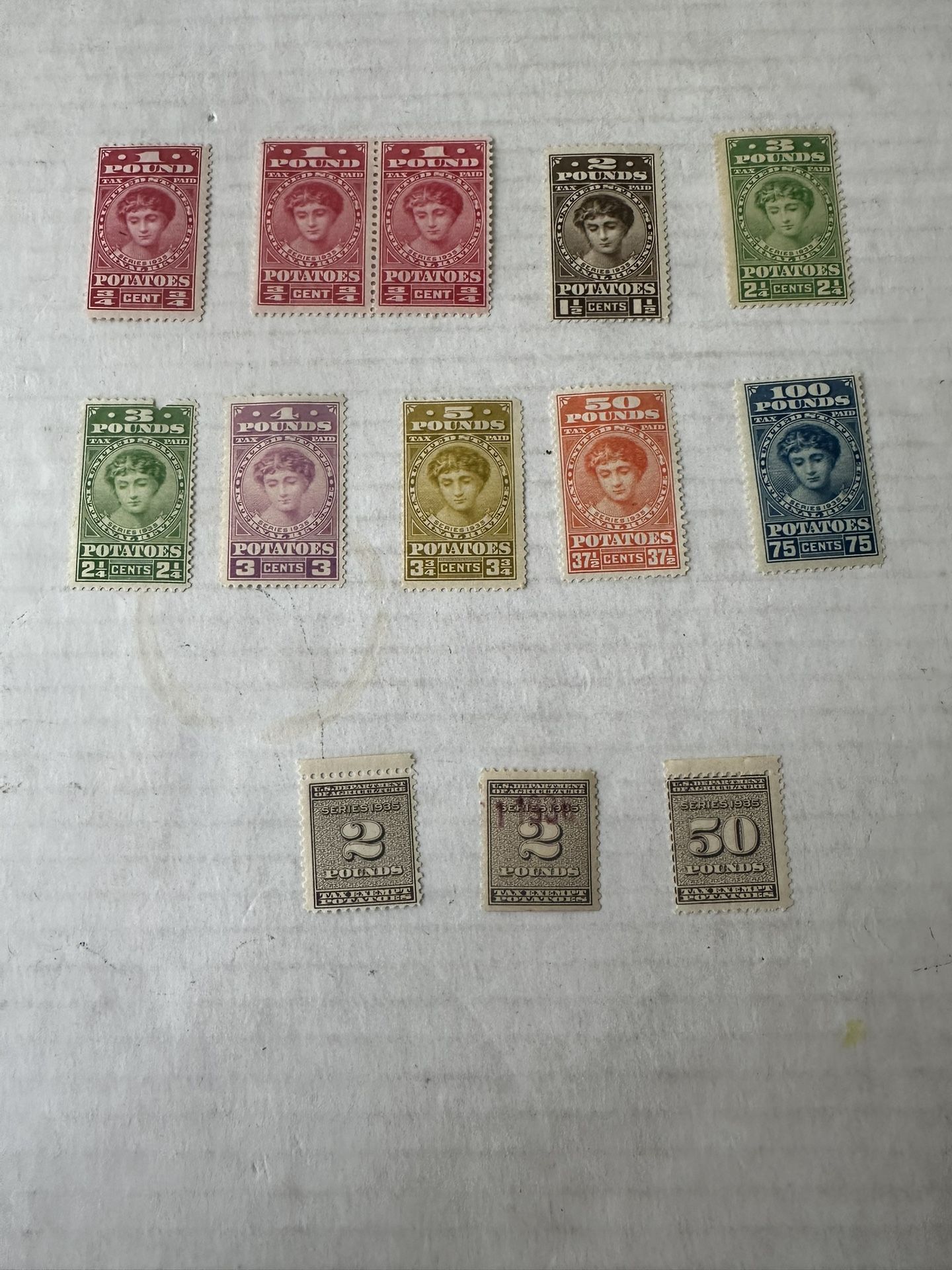 United States Potato Revenue Tax Collection Mint Hinged