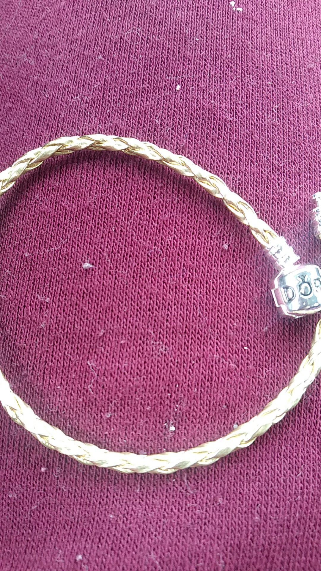 Pandora style gold leather bracelet