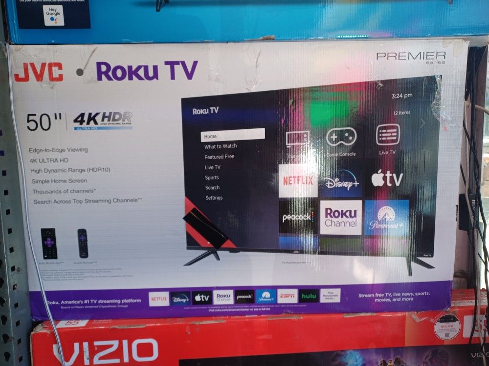 50" Screen Led Smart 4k By Jvc With Roku Streaming. Endless Entertainment