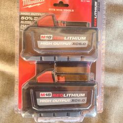 Milwaukee M18 6.0ah Batteries 