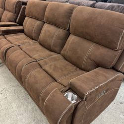 Double Power, Reclining Sofa And Loveseat, Set With Power HeaFin Double Power, Reclining Sofa And Loveseat, Set With Power Headrest, Foot Rests! 