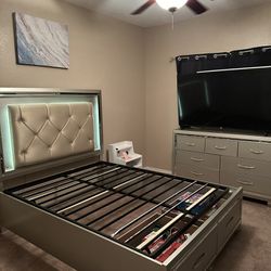 Modern LED Bed Frame And Dresser 
