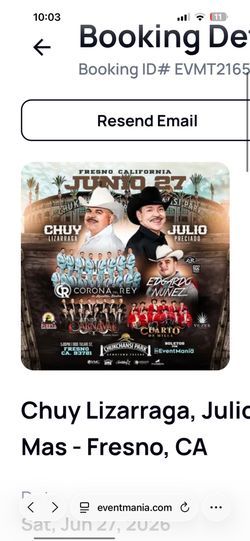 JUNIO 27 Standing VIP Chuy Lizarraga Baile Ticket