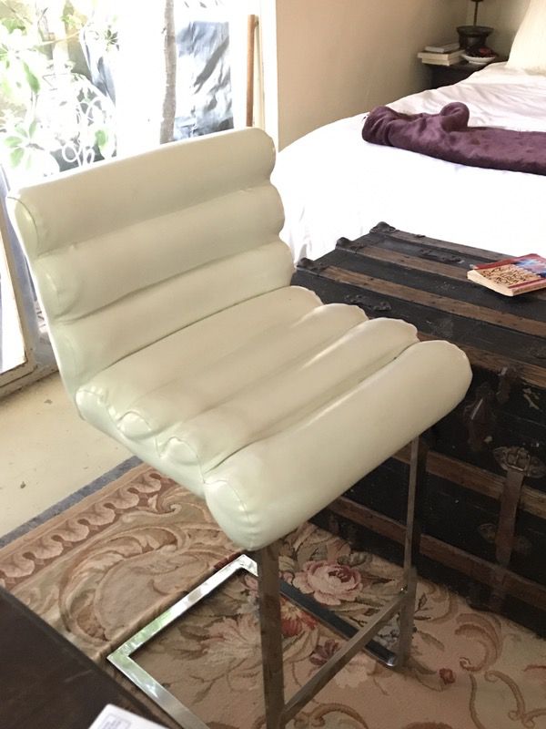 2 White Leather Bar Stool chairs