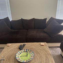 Beige And Brown Couch  And Chair 