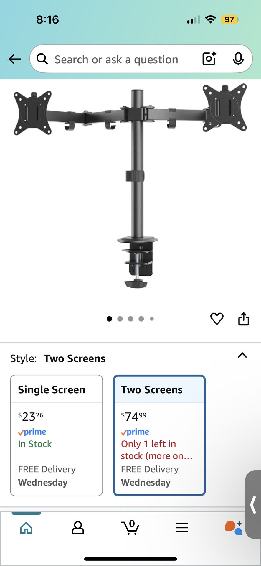 Dual Monitor Desk Mount Arm – Adjustable with Clamp