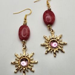 Pink and Gold Sunlight Earrings 