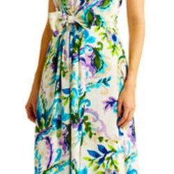 Lauren Ralph Lauren Strapless Paisley Print MIDI Dress Cream Blue Multi SZ18