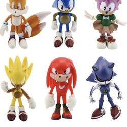 Sonic The Hedgehog Action Figures 6pcs 2.4 Tall Sonic Figures