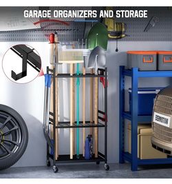 Garden Organizer With Wheels, Yard Tower Rack for Garage Storage, Up to 35 Long-