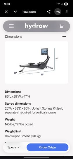 2020 Hydrow Pro Rowing Machine – Very Good Condition, Includes Mat – Pittsfield, MA