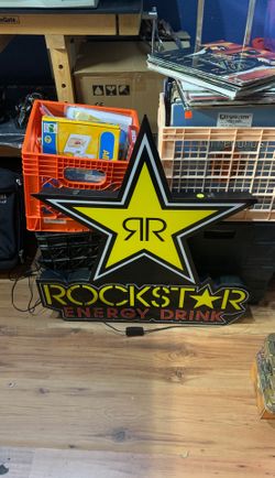 Rockstar energy drink sign works bright great