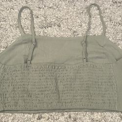 Shein Curve Women’s Size 0XL Green Elastic Front Spaghetti Strap Crop Top 