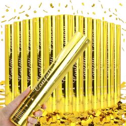 Confetti Cannon Gold Confetti Poppers Cannons 12 Pack Confetti Party Poppers Confetti Shooters Golden Confetti Cannon Bulk for Wedding Birthday Gradua