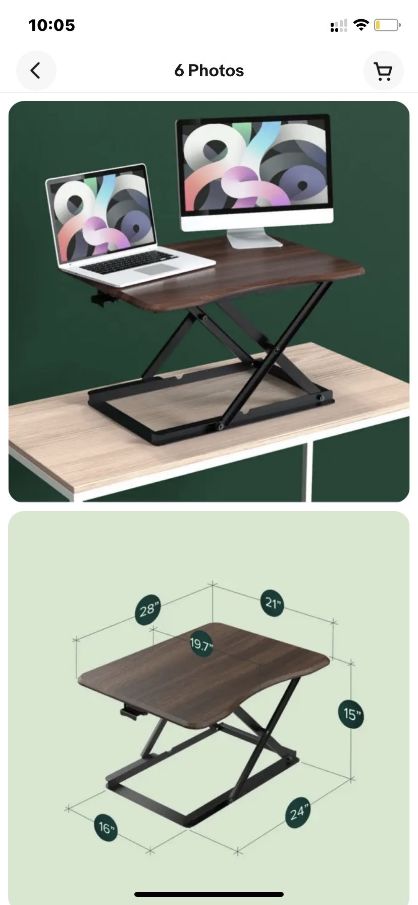 Brand New ZINUS Molly Espresso 28 Inch Standing Desktop Work Station w/ Adjustable Height