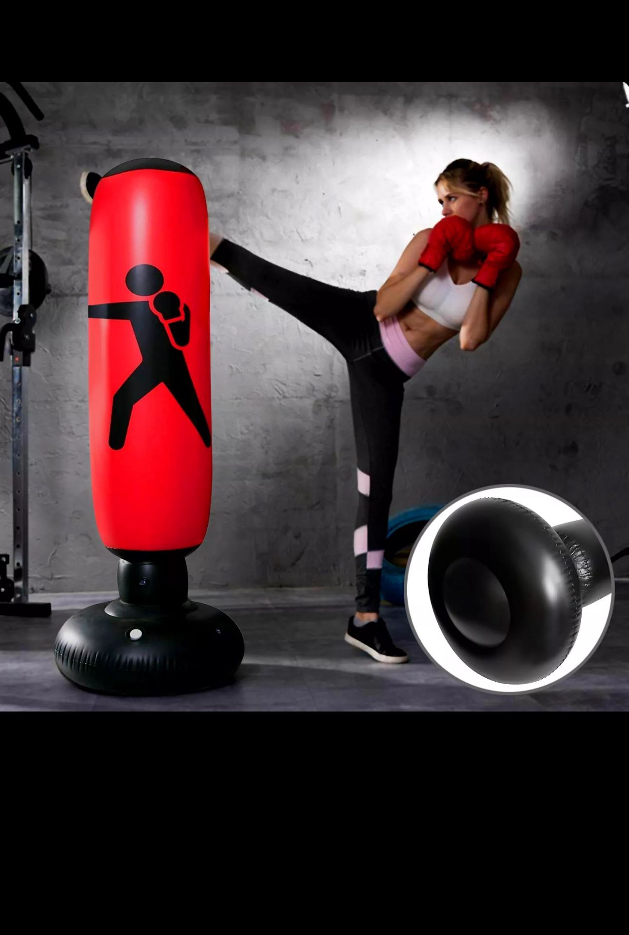 Inflatable Free Standing Punching Bag Boxing Cardio Kickboxing Training