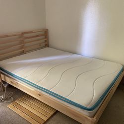 Ikea Tarva Bed Frame with Mattress, Queen Size
